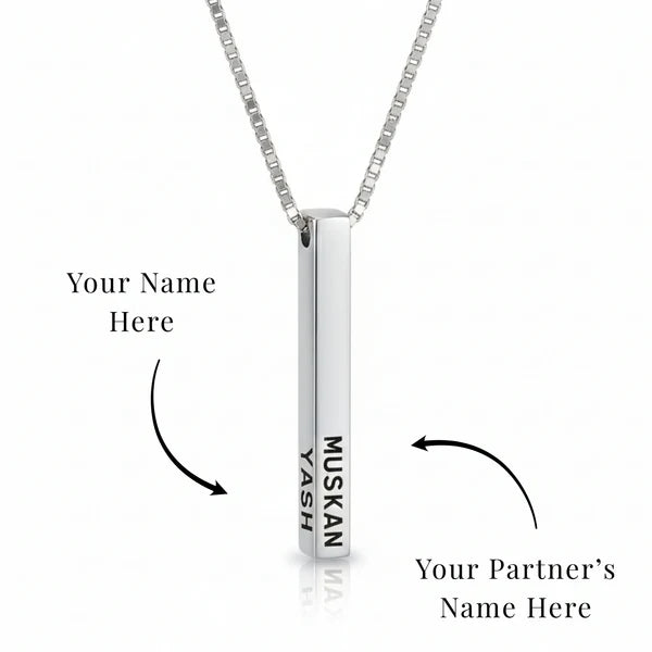 3D Bar Engraved Necklace