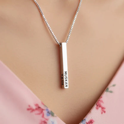 3D Bar Engraved Necklace
