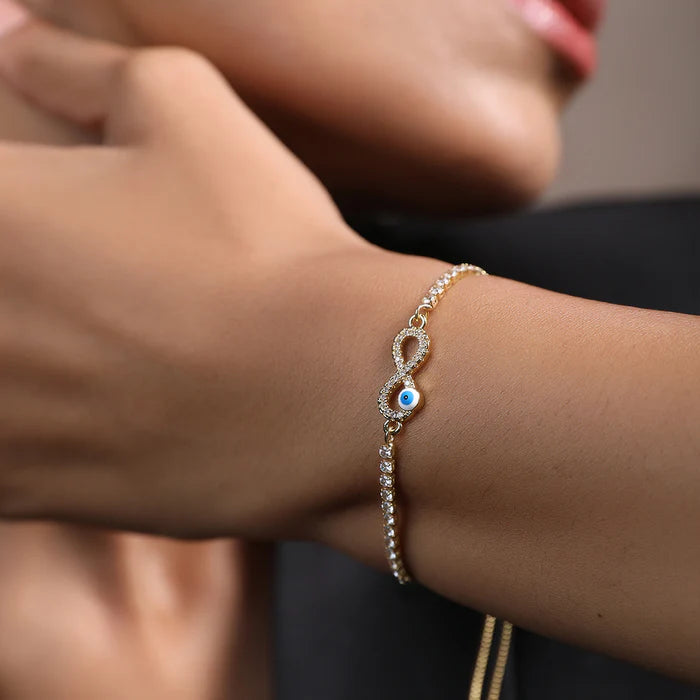 Infinity Charm Evil Eye Bracelet