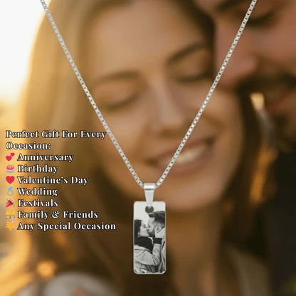 Couple Photo Engraved Necklace