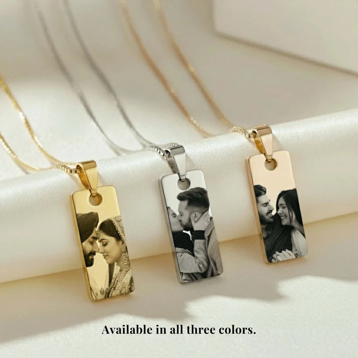 Couple Photo Engraved Necklace