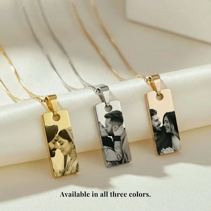 Couple Photo Engraved Necklace