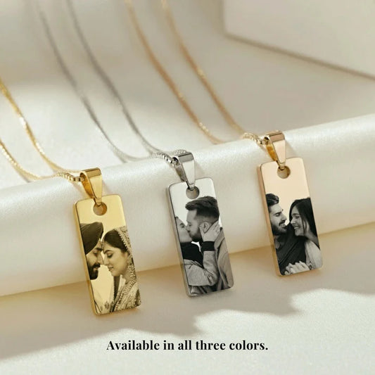 Couple Photo Engraved Necklace