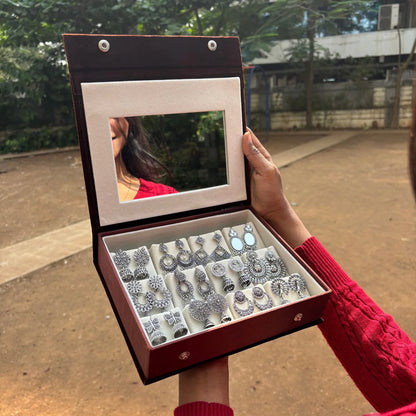 Premium Mirror Box With 12 Unique jhumkas And Name